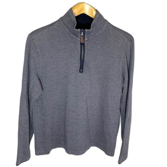 Banana Republic Gray-Blue Heathered 1/4 Zip LS Pullover Sweatshirt Size M - Picture 2 of 12